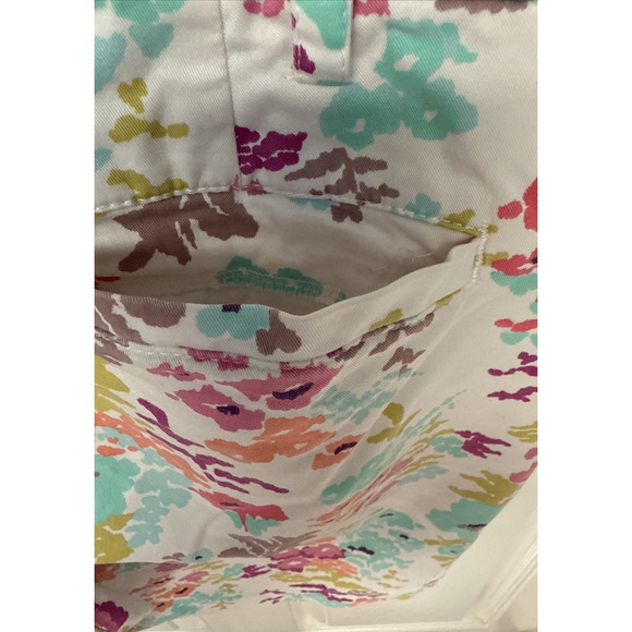 Lands End Comfort Mid Rise Short Floral print Mauve, Ivory, Aqua and Peach in Wo - Picture 5 of 13